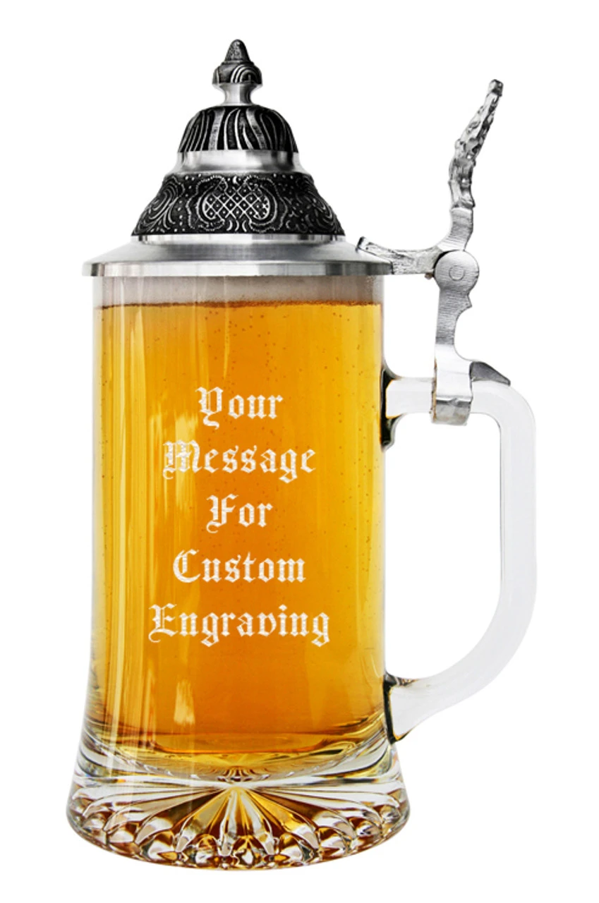 Glass Beer Stein With Pointed Pewter Lid - Image 8