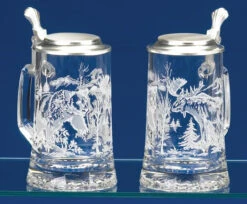Grizzly Bear And Moose Glass Beer Stein