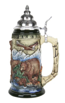 Glorious Grizzly Bear Beer Stein Rustic -German Beer Steins Sales Store Glorious Grizzly Beer Stein Rustic K956RU RS SM 44310.1460150699