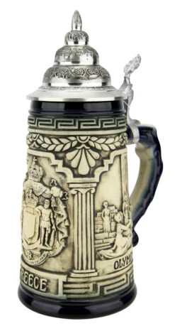Greece Beer Stein Rustic Blue -German Beer Steins Sales Store Greece Beer Stein Rustic Cobalt Blue K313GBLE RA SM 51101.1667685232