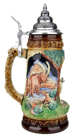 Howling Wolf Wildlife Grotto Beer Stein -German Beer Steins Sales Store Howling Wolf Wildlife Grotto Beer Stein K335BHW LS SM 32233.1547158704