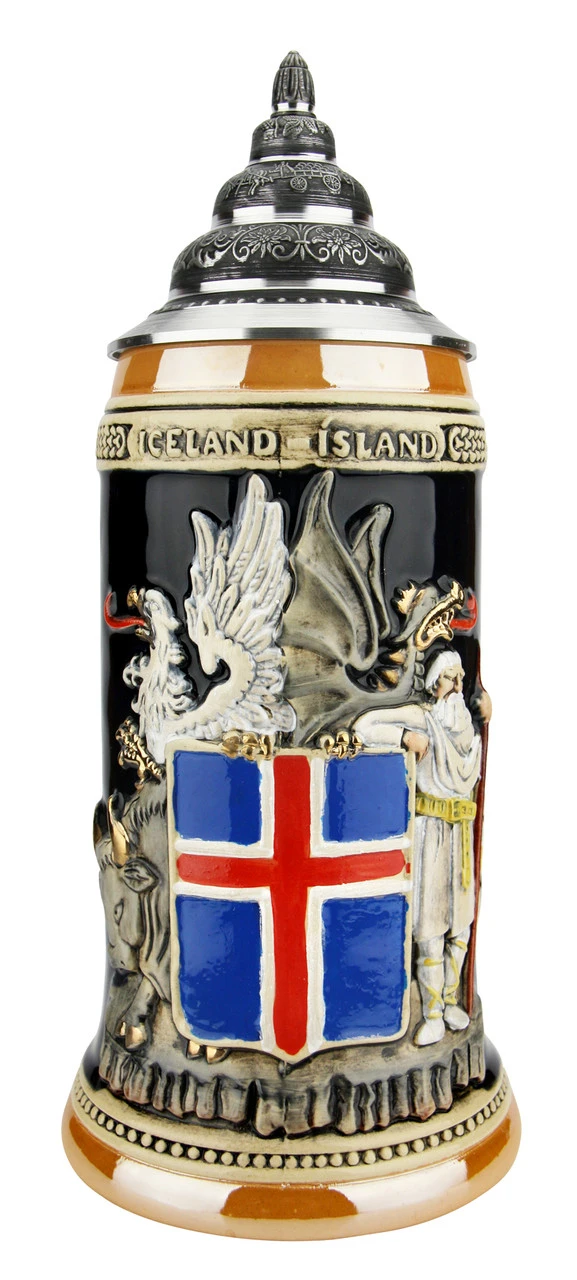 Iceland Coat Of Arms Beer Stein 1 Iceland Coat Of Arms Beer Stein