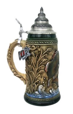 Large Mouth Bass Beer Stein Rustic -German Beer Steins Sales Store Large Mouth Bass Beer Stein LS SM 27122.1401735854
