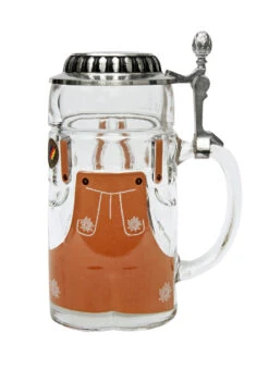 German Beer Steins Sales Store 3 Lederhosen Glass Beer Stein 0.5 Liter