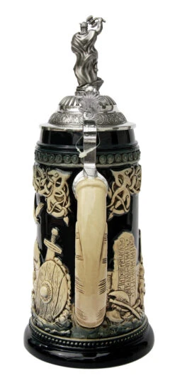 Leif Erikssen Viking Beer Stein Cobalt With Viking Lid -German Beer Steins Sales Store Leif Erikssen Viking Beer Stein Cobalt with Viking Lid K1011BLEV Back SM 62403.1417531489