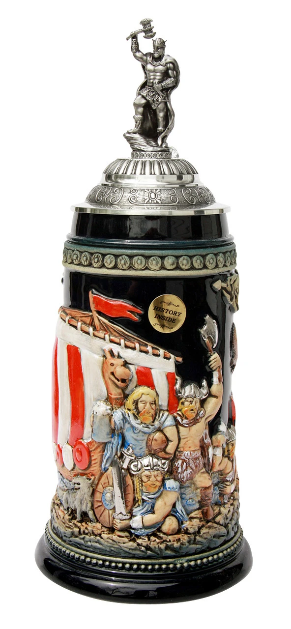 Leif Erikssen Viking Beer Stein With Viking Lid