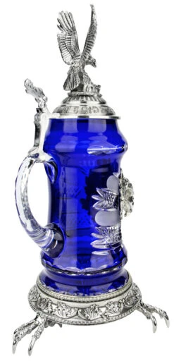 Lord Of Crystal Eagle German Beer Stein Blue | 3D Eagle Lid | Talon Feet -German Beer Steins Sales Store Lord of Crystal Eagle German Beer Stein Blue 3D Flying Eagle Lid K6004BZFAFL BackA SM 27581.1575135858