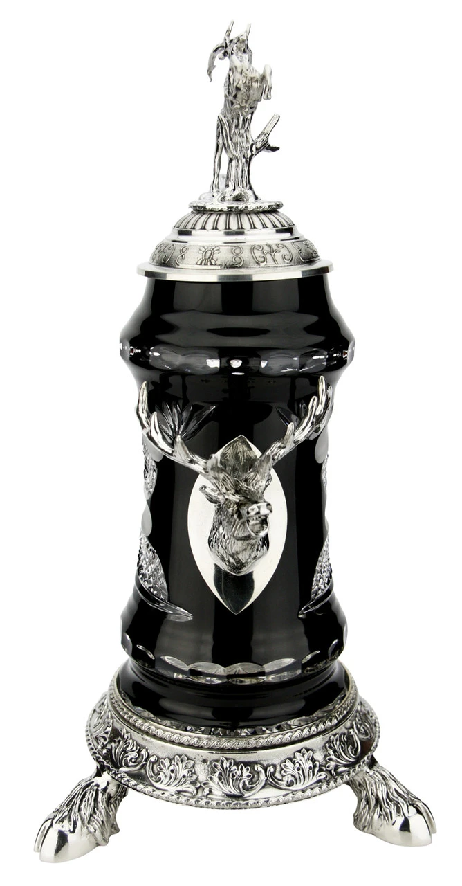 Lord Of Crystal Stag German Beer Stein Black | 3D Stag Lid | Hoof Feet 3 Lord Of Crystal Stag German Beer Stein Black | 3D Stag Lid | Hoof Feet - Image 3