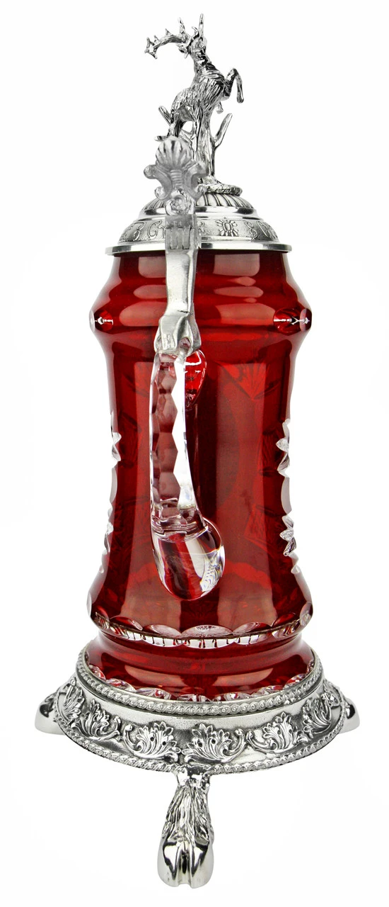 Lord Of Crystal Stag German Beer Stein Red | 3D Stag Lid | Hoof Feet - Image 5