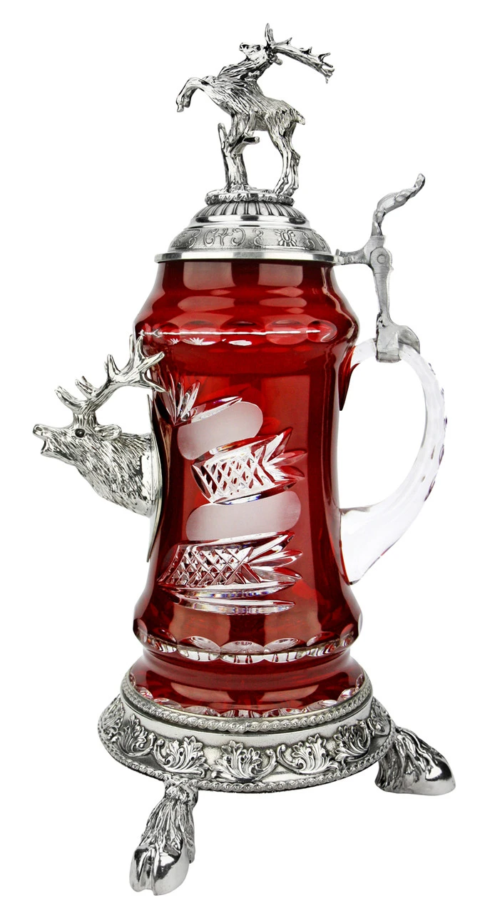 Lord Of Crystal Stag German Beer Stein Red | 3D Stag Lid | Hoof Feet - Image 4