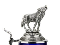 Lord Of Crystal Wolf German Beer Stein Blue | 3D Howling Wolf Lid -German Beer Steins Sales Store Lord of Crystal Wolf German Beer Stein Blue 3D Howling Wolf Lid K6006BLWW Lid Detail SM 02025.1679769988