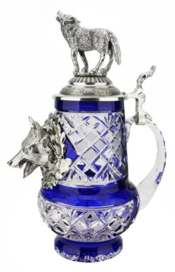 Lord Of Crystal Wolf German Beer Stein Blue | 3D Howling Wolf Lid -German Beer Steins Sales Store Lord of Crystal Wolf German Beer Stein Blue 3D Howling Wolf Lid K6006BLWW RS SM 35426.1679769826