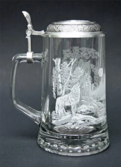 German Beer Steins Sales Store 12 Timber Wolf Glass Beer Stein