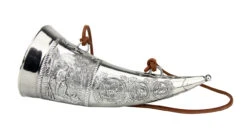 Marksman Hunter Pewter Drinking Horn With Wooden Stand -German Beer Steins Sales Store Marksman Hunter Pewter Drinking Horn with Wooden Stand AS12612 LS SM 86674.1541986215