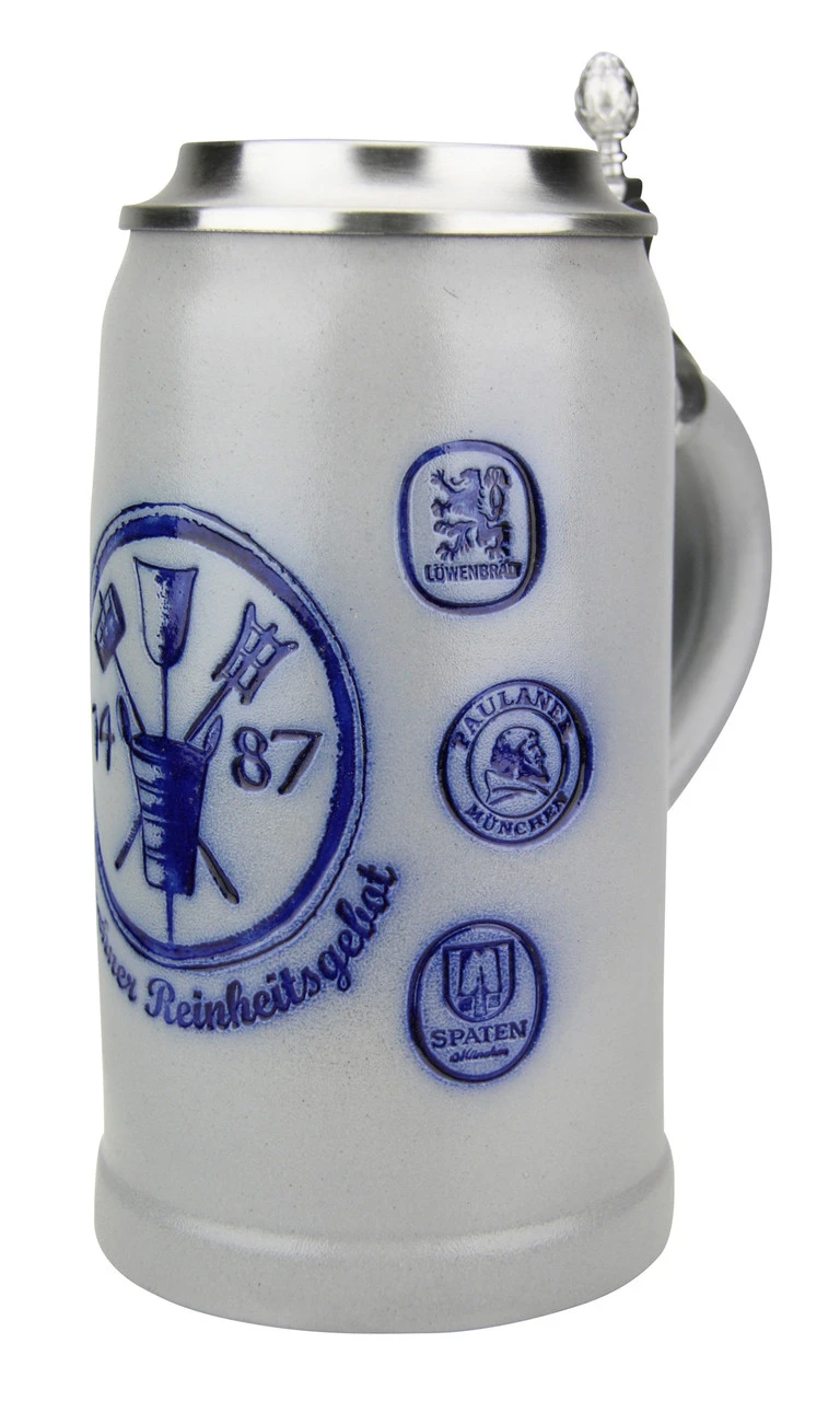 Munich Purity Law 1487 1 Liter Salt Glaze Stoneware Beer Stein 3 Munich Purity Law 1487 1 Liter Salt Glaze Stoneware Beer Stein - Image 3