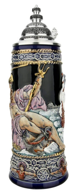 Neptune German Beer Stein With Mermaid Handle | Handpainted 11 Neptune German Beer Stein With Mermaid Handle | Handpainted -German Beer Steins Sales Store Neptune German Beer Stein with Mermaid Handle Handpainted T3122 RA SM 68816.1649789850