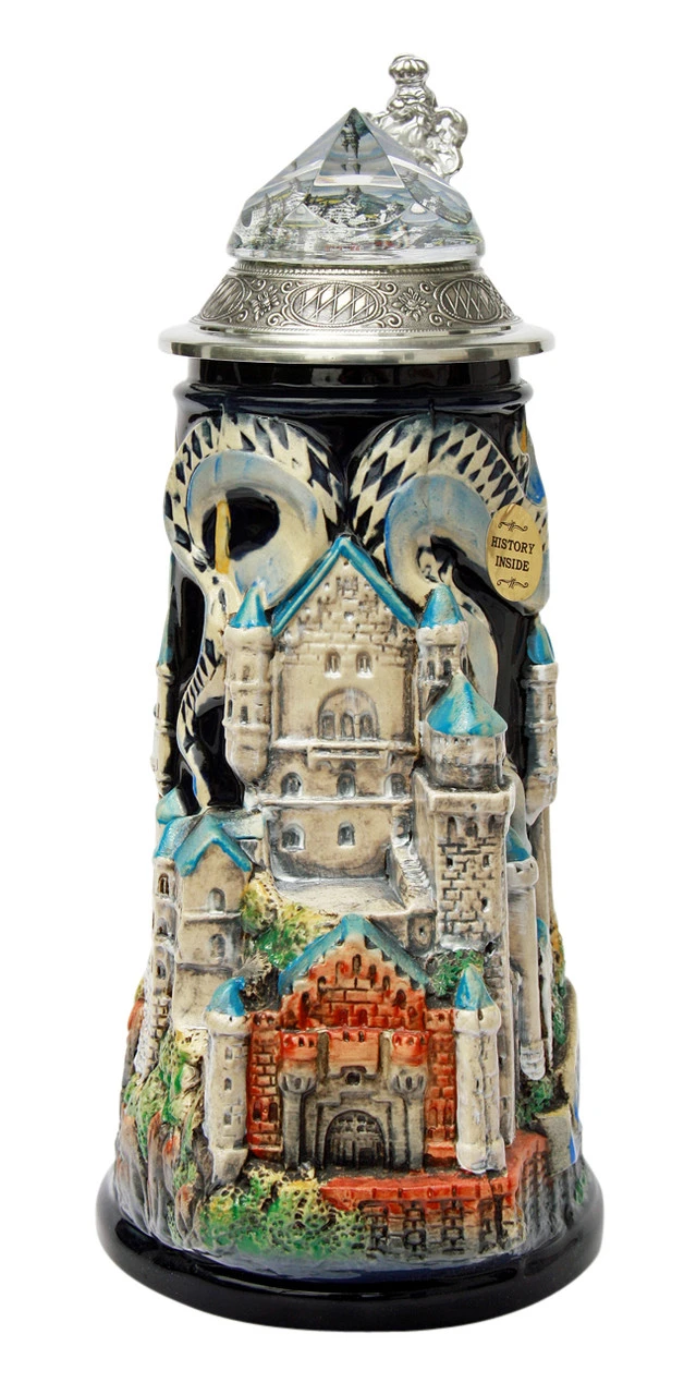 Neuschwanstein Castle 3D Beer Stein With Faceted Crystal Lid - Image 4