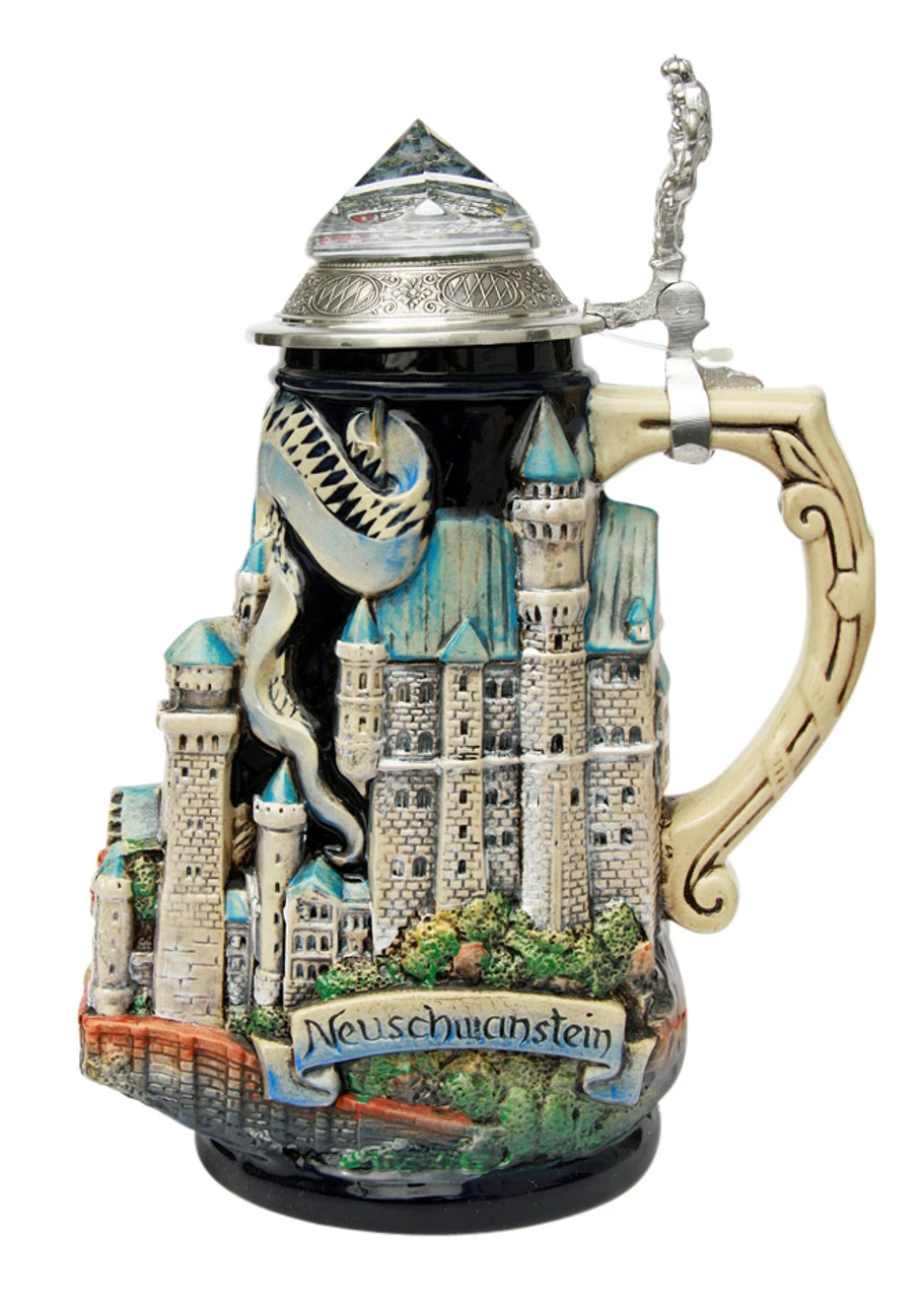 Neuschwanstein Castle 3D Beer Stein With Faceted Crystal Lid - Image 3