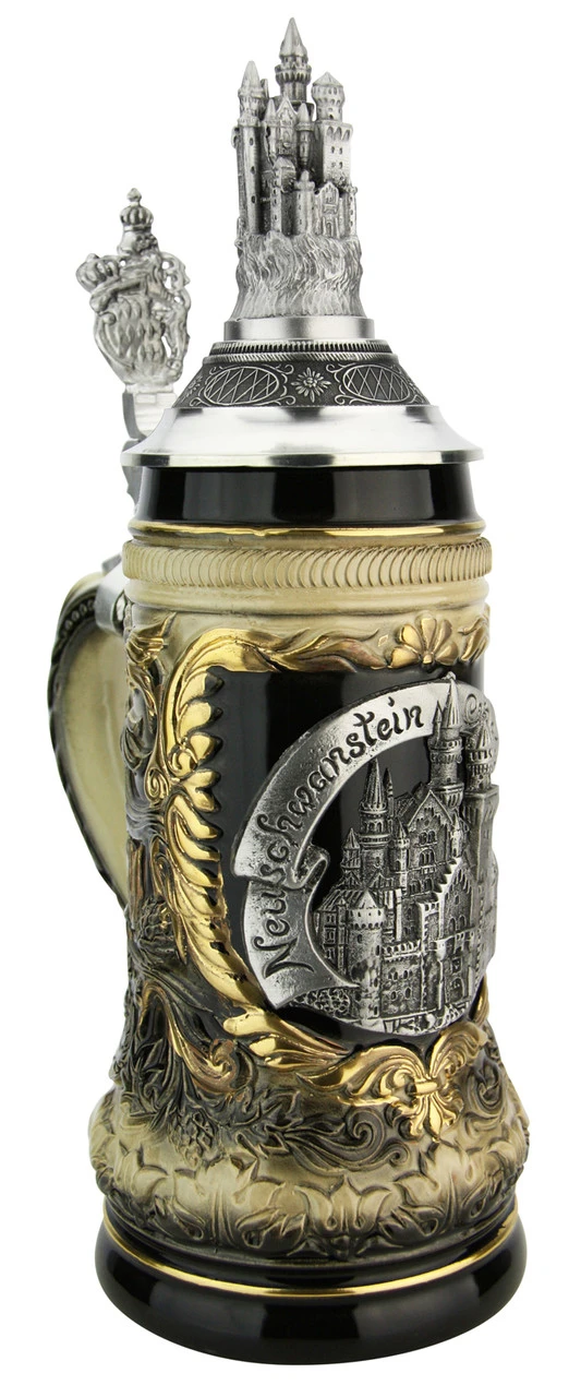 Neuschwanstein Beer Stein With Castle Lid 2 Neuschwanstein Beer Stein With Castle Lid - Image 2