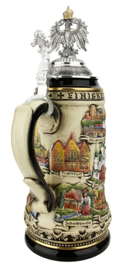 Neuschwanstein Castle German Beer Stein With Eagle Lid -German Beer Steins Sales Store Neuschwanstein Castle German Beer Stein with Eagle Lid ZB1424S9009 Back SM 07922.1618350124