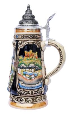 Neuschwanstein And Hohenschwangau Castle Beer Stein -German Beer Steins Sales Store Neuschwanstein Hohenschwangau Beer Stein K303N RS SM 44081.1401398181