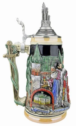 Neuschwanstein And King Ludwig Castle 3D Beer Stein With Castle Lid -German Beer Steins Sales Store Neuschwanstein and King Ludwig Castle 3D Beer Stein with Castle Lid ZB19989910N LS SM 01271.1541375902