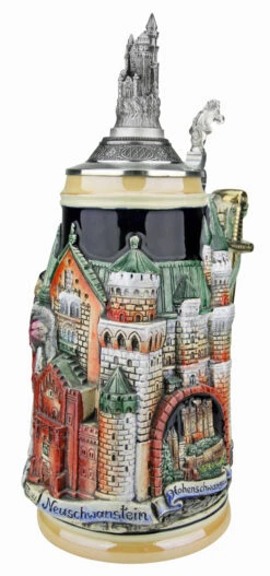 Neuschwanstein And King Ludwig Castle 3D Beer Stein With Castle Lid -German Beer Steins Sales Store Neuschwanstein and King Ludwig Castle 3D Beer Stein with Castle Lid ZB19989910N RA SM 37648.1541375901