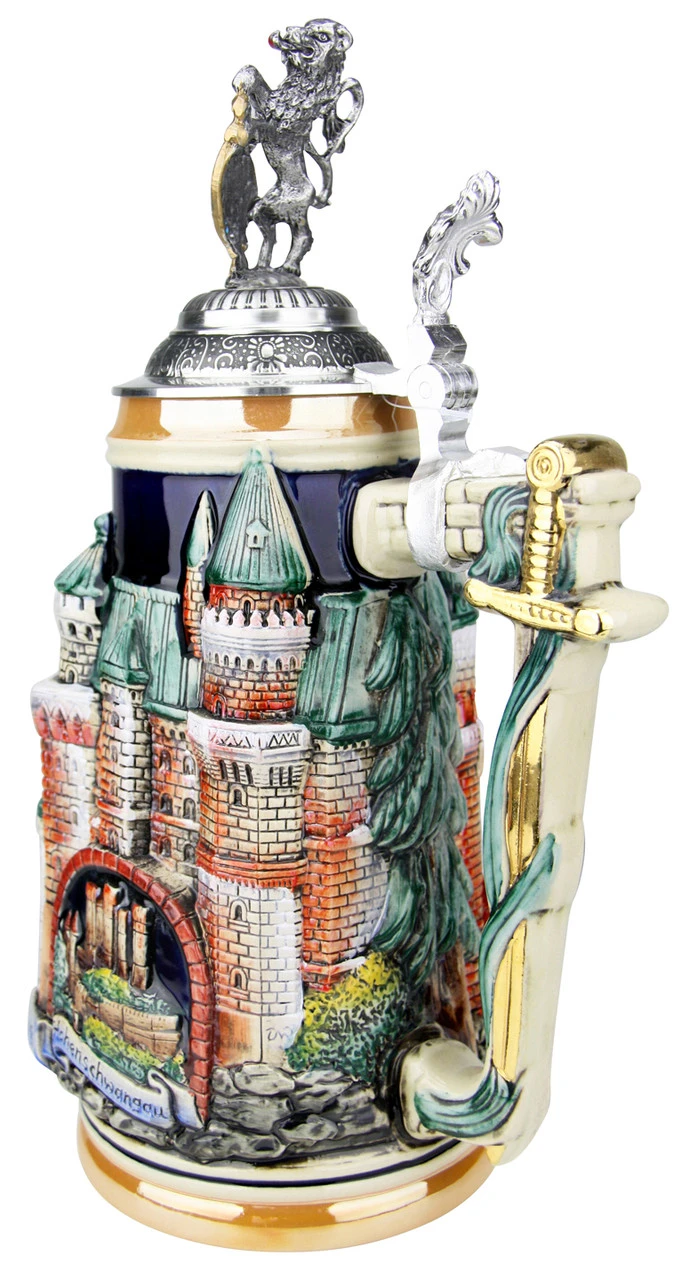 Neuschwanstein And King Ludwig Castle 3D Beer Stein With Lion Lid 4 Neuschwanstein And King Ludwig Castle 3D Beer Stein With Lion Lid - Image 4