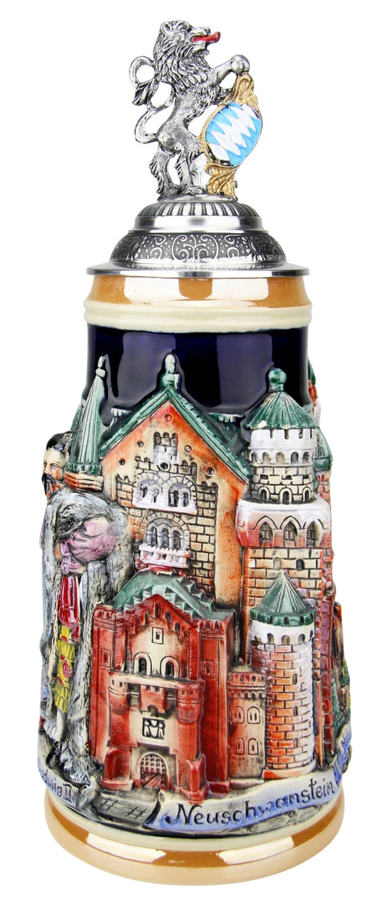 Neuschwanstein And King Ludwig Castle 3D Beer Stein With Lion Lid 2 Neuschwanstein And King Ludwig Castle 3D Beer Stein With Lion Lid - Image 2