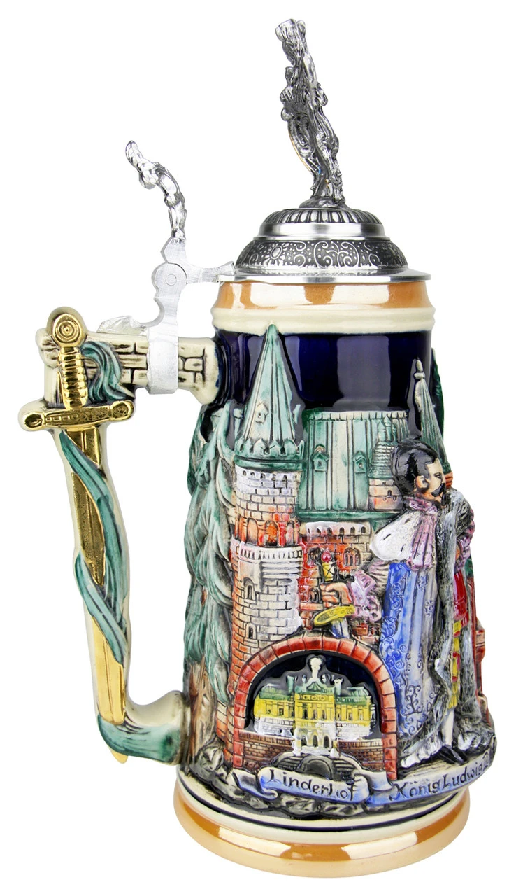 Neuschwanstein And King Ludwig Castle 3D Beer Stein With Lion Lid 5 Neuschwanstein And King Ludwig Castle 3D Beer Stein With Lion Lid - Image 5