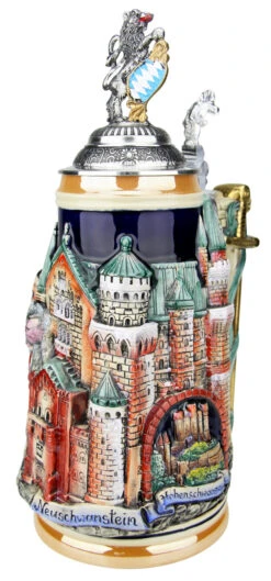 Neuschwanstein And King Ludwig Castle 3D Beer Stein With Lion Lid 8 Neuschwanstein And King Ludwig Castle 3D Beer Stein With Lion Lid -German Beer Steins Sales Store Neuschwanstein and King Ludwig Castle 3D Beer Stein with Lion Lid ZB19989910GN RA SM 54945.1547069146