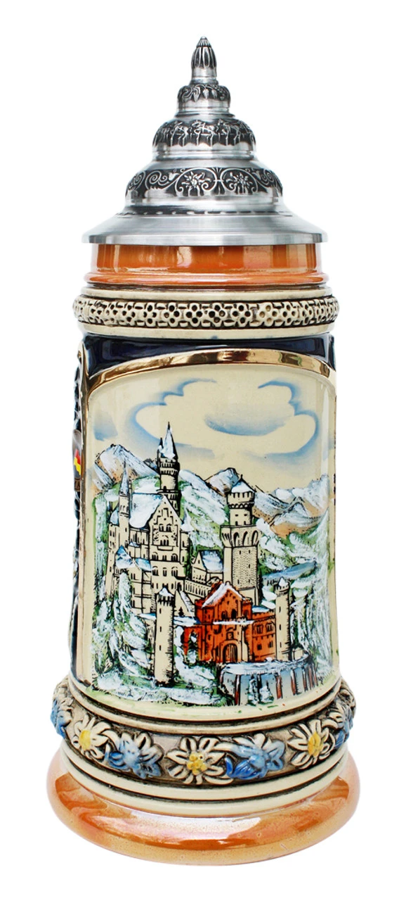 Neuschwanstein In Winter Christmas Beer Stein 1 Neuschwanstein In Winter Christmas Beer Stein