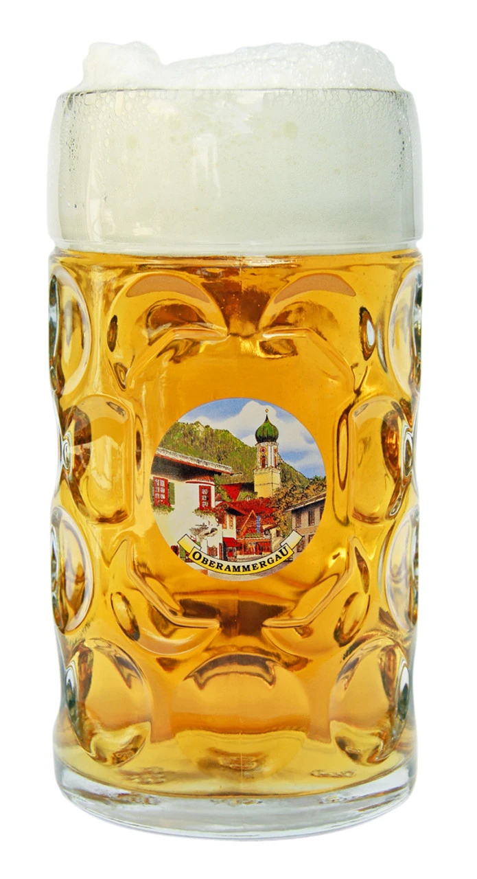 Oberammergau Dimpled Oktoberfest Glass Beer Mug 1 Liter