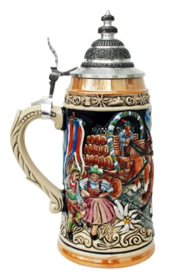 Oktoberfest Beer Wagon Stein 1 Liter -German Beer Steins Sales Store Oktoberfest Beer Wagon Stein 1 Liter ZB1915996 LS SM 19594.1499964422