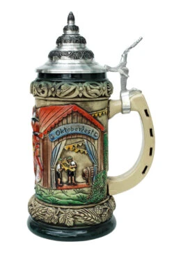 Oktoberfest Clydesdales And Beer Wagon Stein, Rustic -German Beer Steins Sales Store Oktoberfest Clydesdales and Beer Wagon Stein K205RU 0.4 L RS SM 42437.1499965514