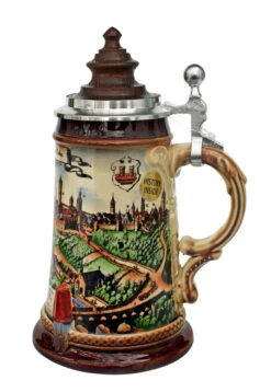 Old Rothenburg Beer Stein With Wood Lid 6 Old Rothenburg Beer Stein With Wood Lid -German Beer Steins Sales Store Old Rothenburg Wooden Lid Beer Stein K465R RS SM 92757.1401734072