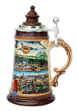 Old Salzburg Beer Stein With Wood Lid 5 Old Salzburg Beer Stein With Wood Lid -German Beer Steins Sales Store Old Salzburg Beer Stein K465HS RS SM 51064.1401398658