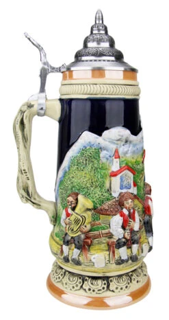 Alpine Oompah Band Beer Stein | 1 Liter -German Beer Steins Sales Store Oompah Band in the Alps German Beer Stein K350K LS SM 67743.1523737075