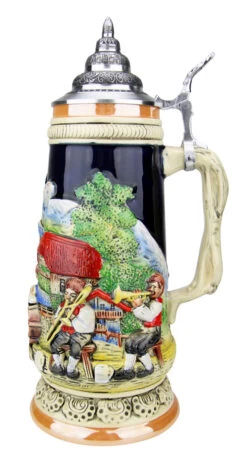 Alpine Oompah Band Beer Stein | 1 Liter -German Beer Steins Sales Store Oompah Band in the Alps German Beer Stein K350K RS SM 00289.1523737075