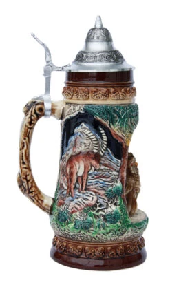 Owl Wildlife Grotto Beer Stein -German Beer Steins Sales Store Owl Wildlife Beer Stein K335BO LS SM 55391.1401398708