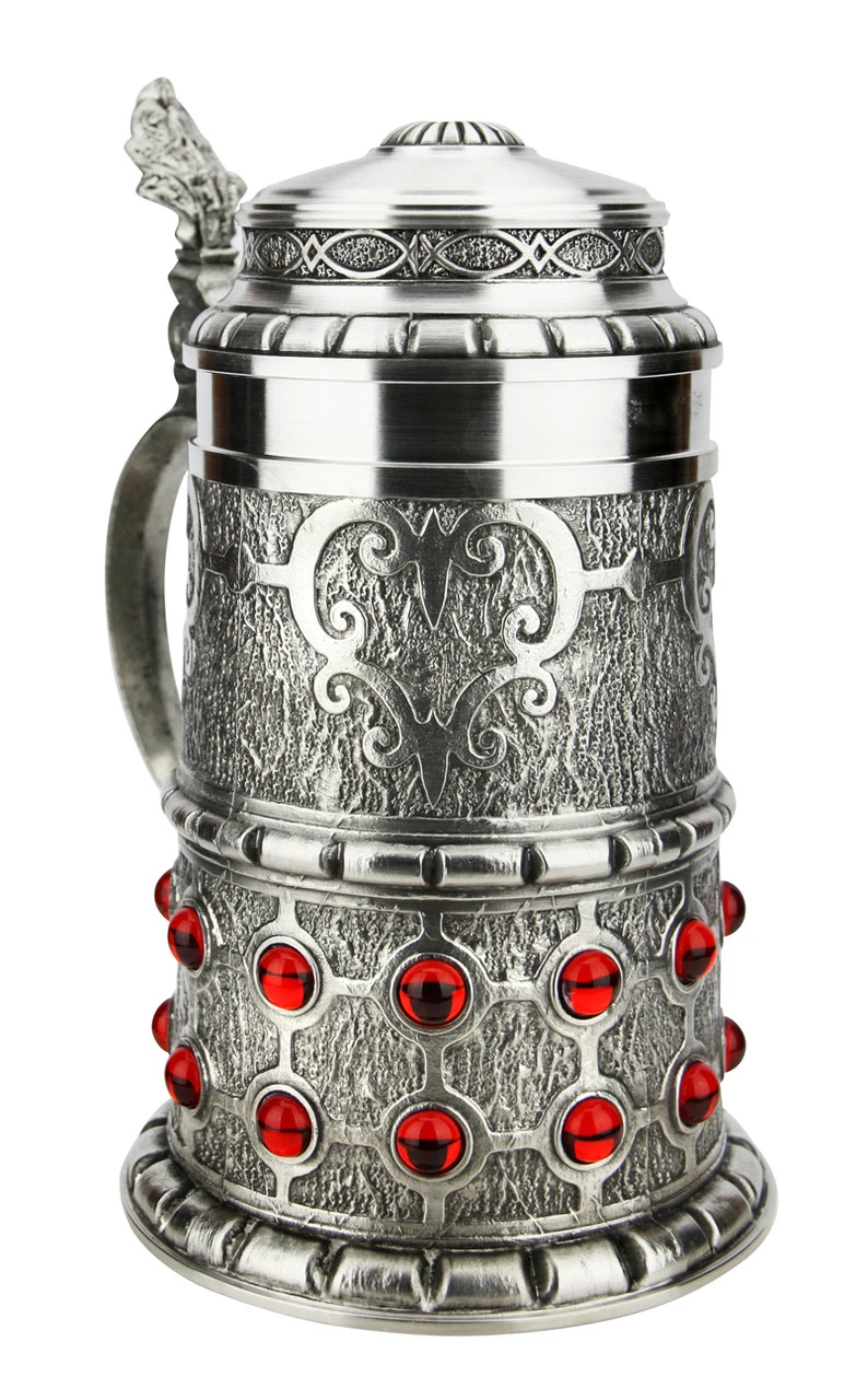 Pewter Rubin Swarovski Beer Stein 1 Pewter Rubin Swarovski Beer Stein