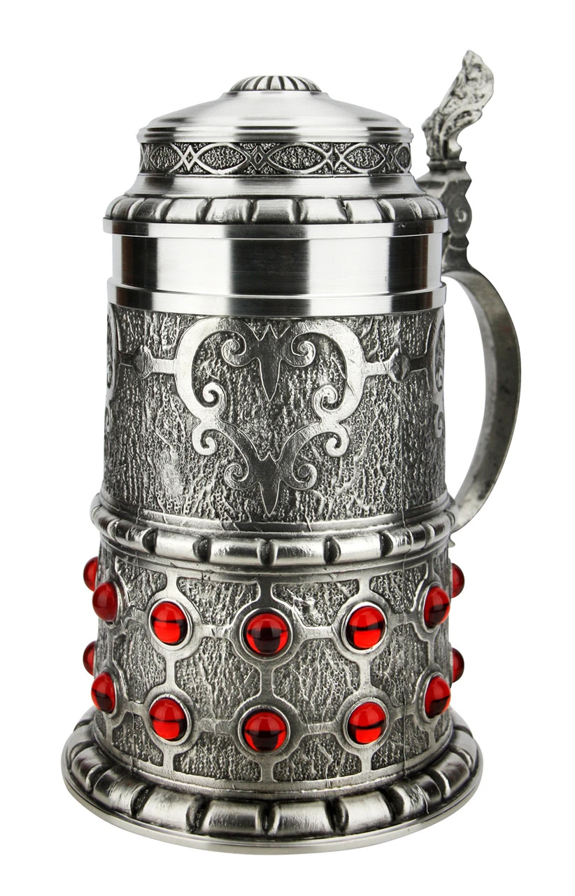 Pewter Rubin Swarovski Beer Stein 4 Pewter Rubin Swarovski Beer Stein - Image 4
