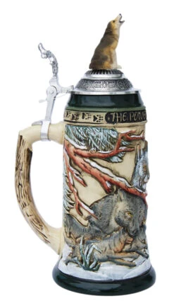Power Of The Pack Wolf Beer Stein With Wolf Lid -German Beer Steins Sales Store Power of the Pack Beer Stein K955RUW LS SM 73090.1401398817