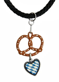 Pretzel With Heart German Pewter Dirndl Necklace