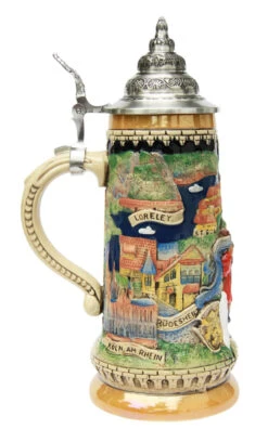 Rhein River Panorama Beer Stein 5 Rhein River Panorama Beer Stein -German Beer Steins Sales Store Rhein River Panorama Beer Stein K1112 LS SM 36276.1416845134