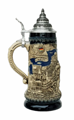 Rhein River Panorama Beer Stein Cobalt -German Beer Steins Sales Store Rhein River Panorama German Beer Stein K1112BLE LS SM 18644.1395863722