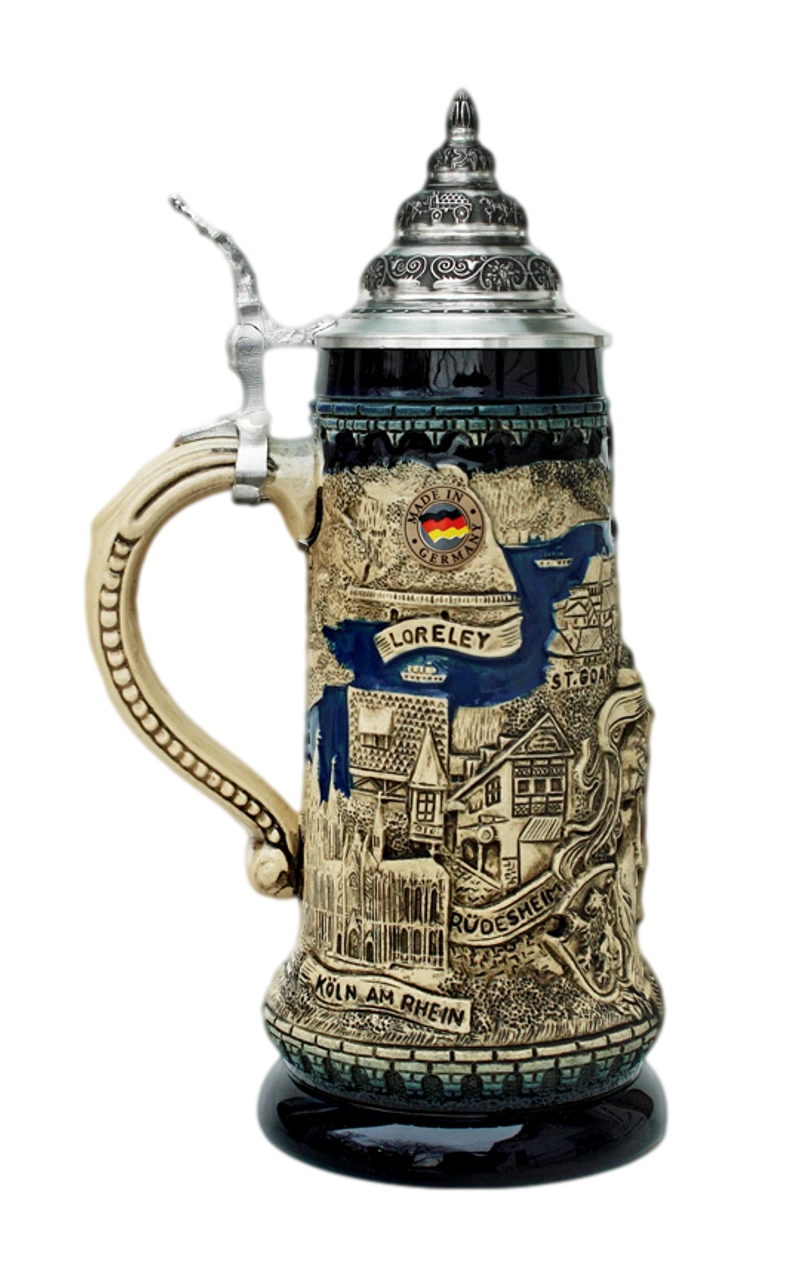 Rhein River Panorama Beer Stein Cobalt - Image 3