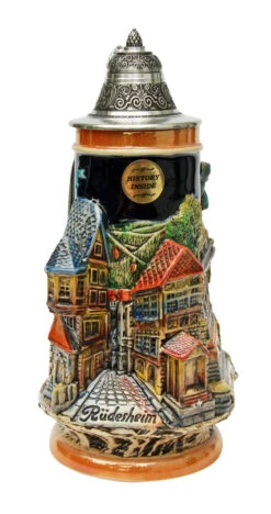 Rhein River Towns Souvenir Beer Stein 7 Rhein River Towns Souvenir Beer Stein -German Beer Steins Sales Store Rhein River Towns Souvenir Beer Stein KT0635BZ FNT SM 11510.1446647843