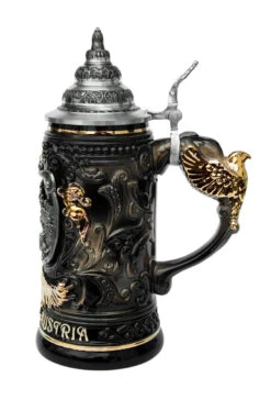 Salzburg Eagle Handle Beer Stein 0.4 Liter -German Beer Steins Sales Store Salzburg Austria Beer Stein 0.4 Liter K430SZAHS RS SM 16149.1431538852