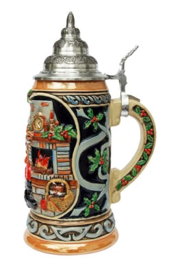 Santa At Home Christmas Beer Stein -German Beer Steins Sales Store Santa at Home Christmas Beer Stein K042 RS SM 59796.1416684382
